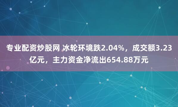 专业配资炒股网 冰轮环境跌2.04%，成交额3.23亿元，主力资金净流出654.88万元