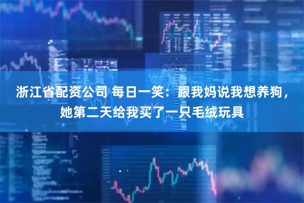 浙江省配资公司 每日一笑：跟我妈说我想养狗，她第二天给我买了一只毛绒玩具
